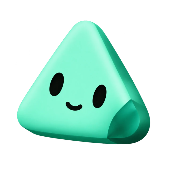 GlinkBot’s friendly mint-green folded triangle mascot